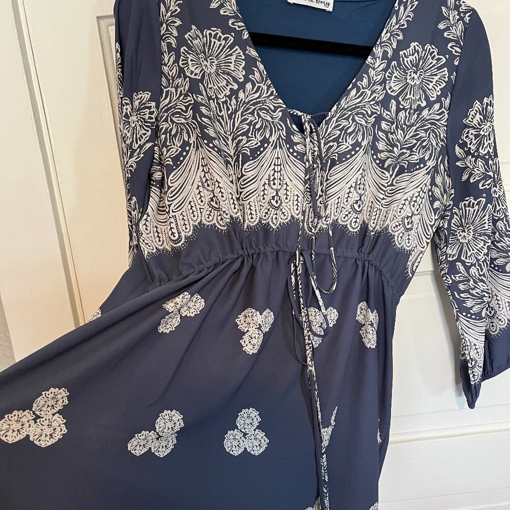 Wren & Ivory Nakia Midi in Dusty Blue